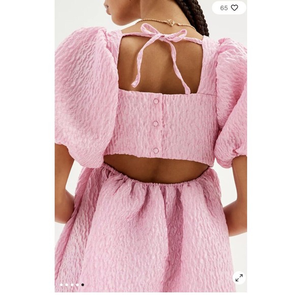 Sister Jane Dream Cassie Puff Sleeve Barbiecore Mini Dress M - Picture 3 of 11